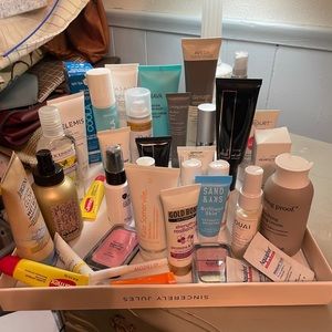 Lot of 42 beauty samples prep rally, Aveda, Coola, Oribe,Blaq, Jahara and more.